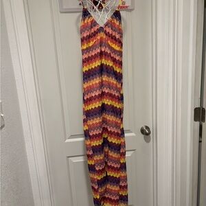 Colorful Chevron Halter Maxi Dress